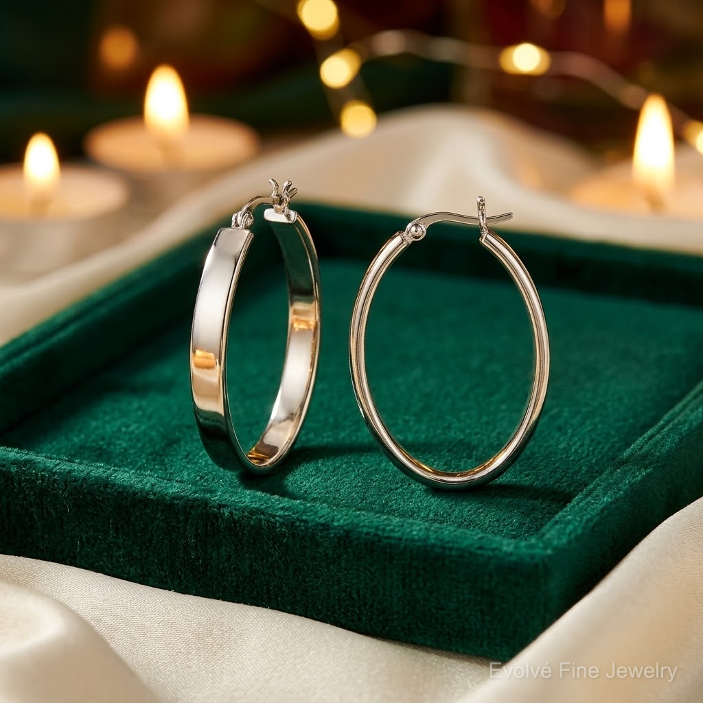 Sterling Silver Polished 4.75mm Oval Hoop Earrings - Lifestyle View