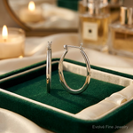 Sterling Silver Polished & Tapered Oval Hoop Earrings - Lifestyle View