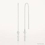 Sterling Silver Polished Triple Graduated Ball Threader Earrings - Lifestyle View