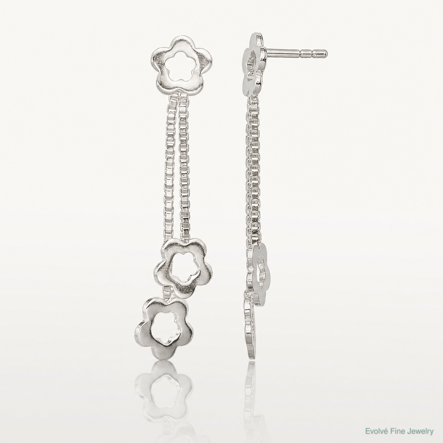 Sterling Silver Flower Dangle Earrings - Lifestyle View