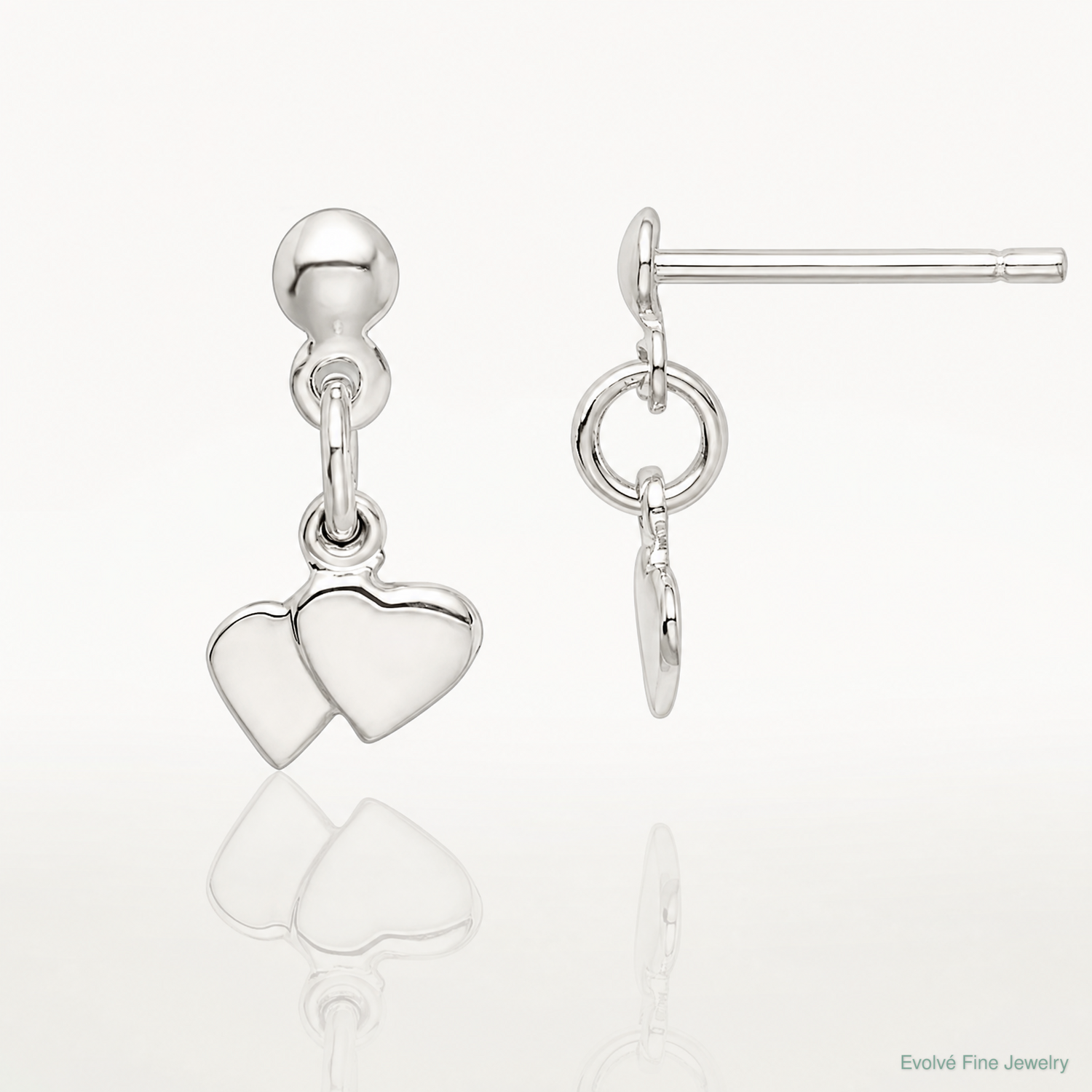 Sterling Silver Dangling Hearts Earrings - Lifestyle View