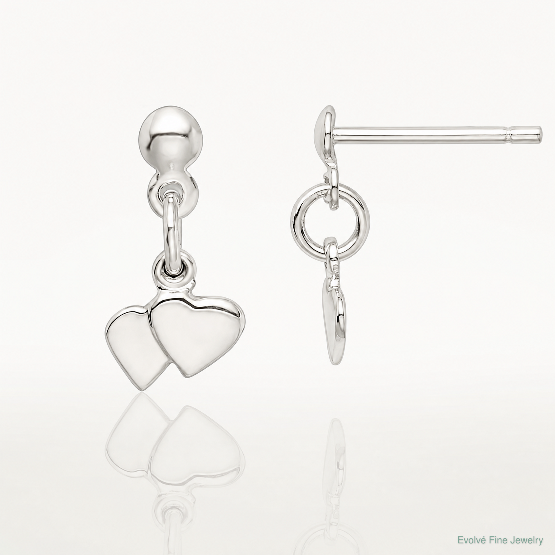 Sterling Silver Dangling Hearts Earrings - Lifestyle View