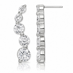 Sterling Silver Rhodium-plated Polished CZ Journey Post Earrings - Lifestyle View
