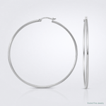 Sterling Silver Rhodium-plated 2mm Round Hoop Earrings - Lifestyle View