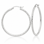 Sterling Silver 2mm Diamond Cut Hoop Earrings - Lifestyle View