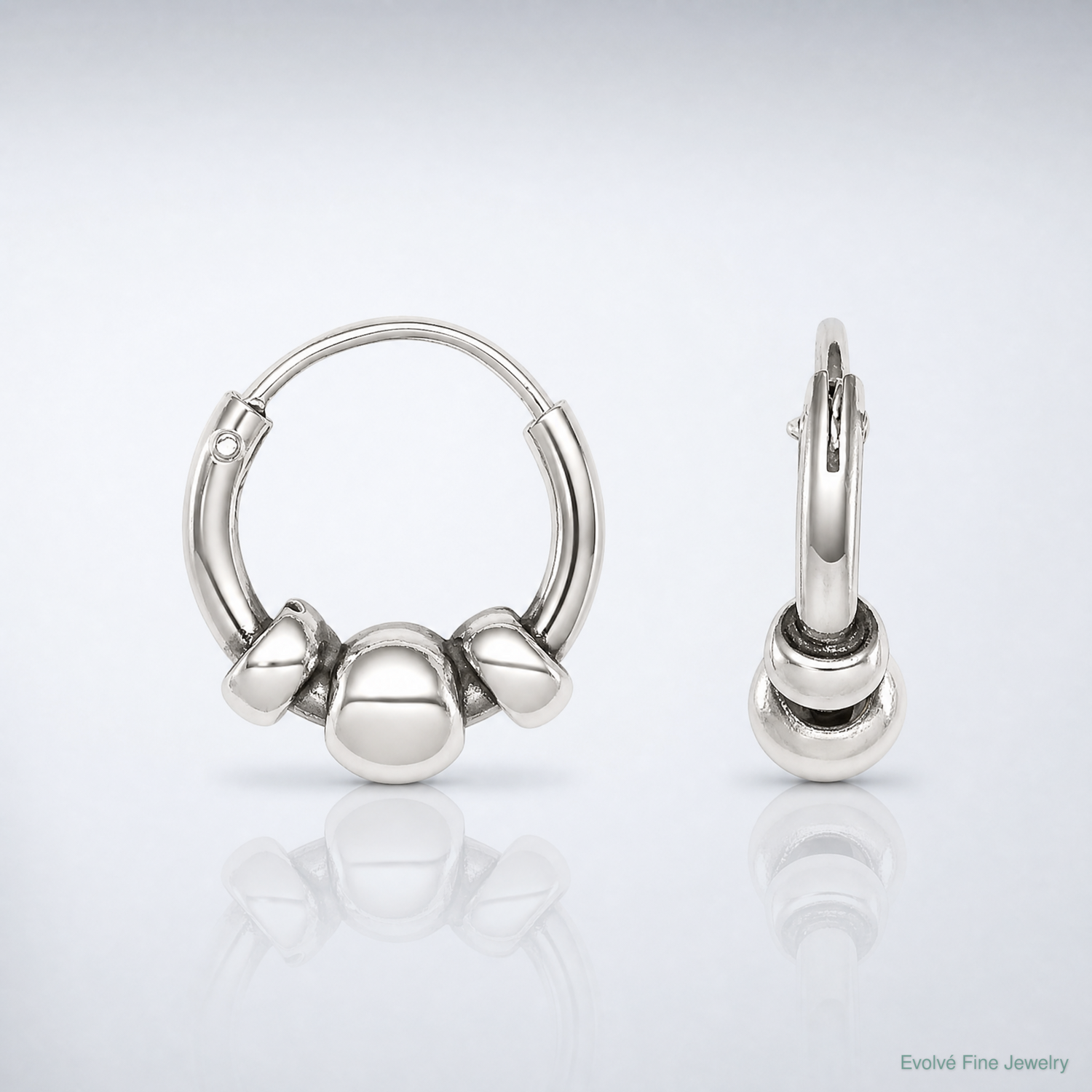 Sterling Silver Tiny Beaded Endless Hoop Earrings - Lifestyle View