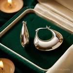 Sterling Silver Polished Puffed Hoop Earrings - Lifestyle View