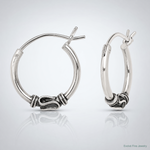 Sterling Silver Antiqued Hoop Earrings - Lifestyle View