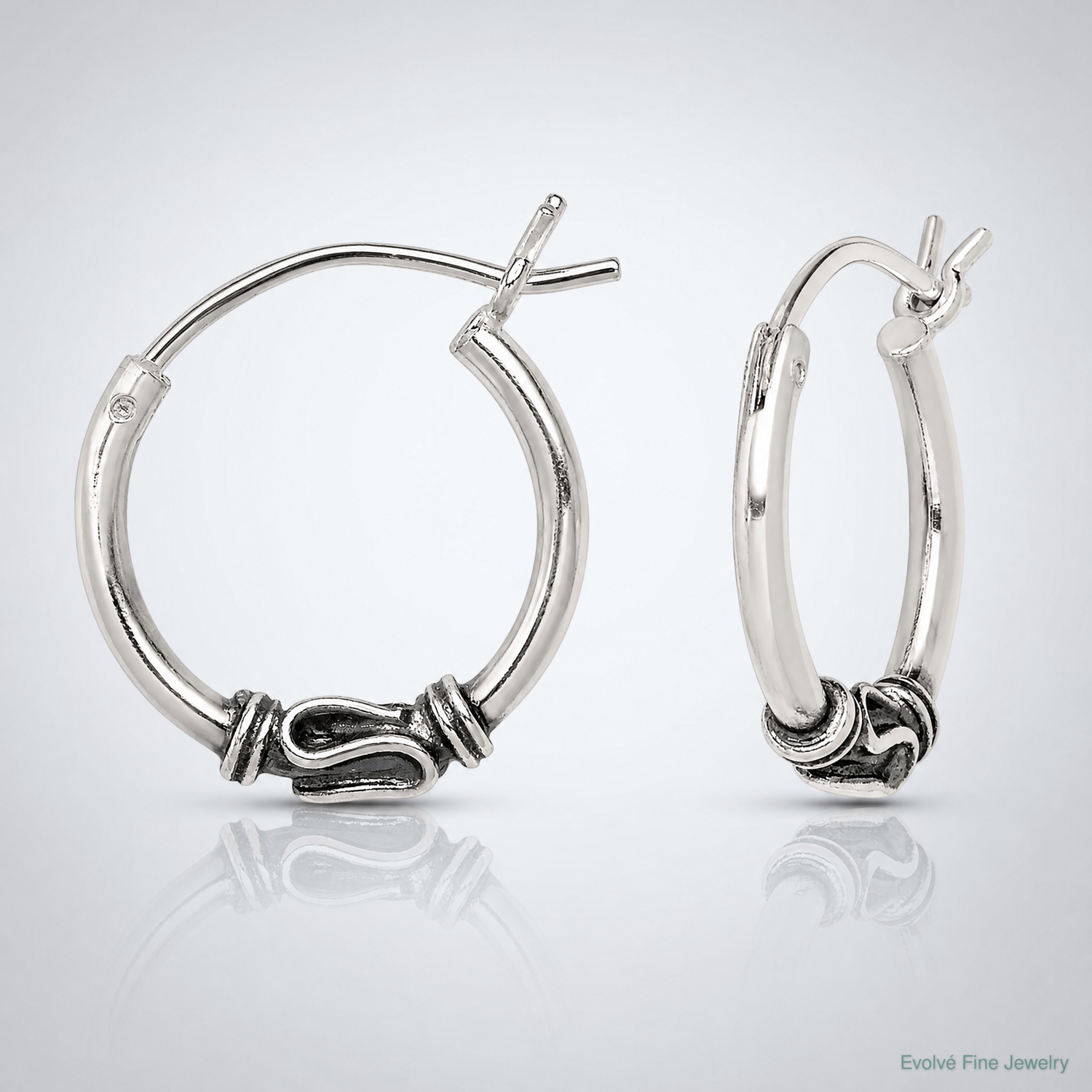 Sterling Silver Antiqued Hoop Earrings - Lifestyle View