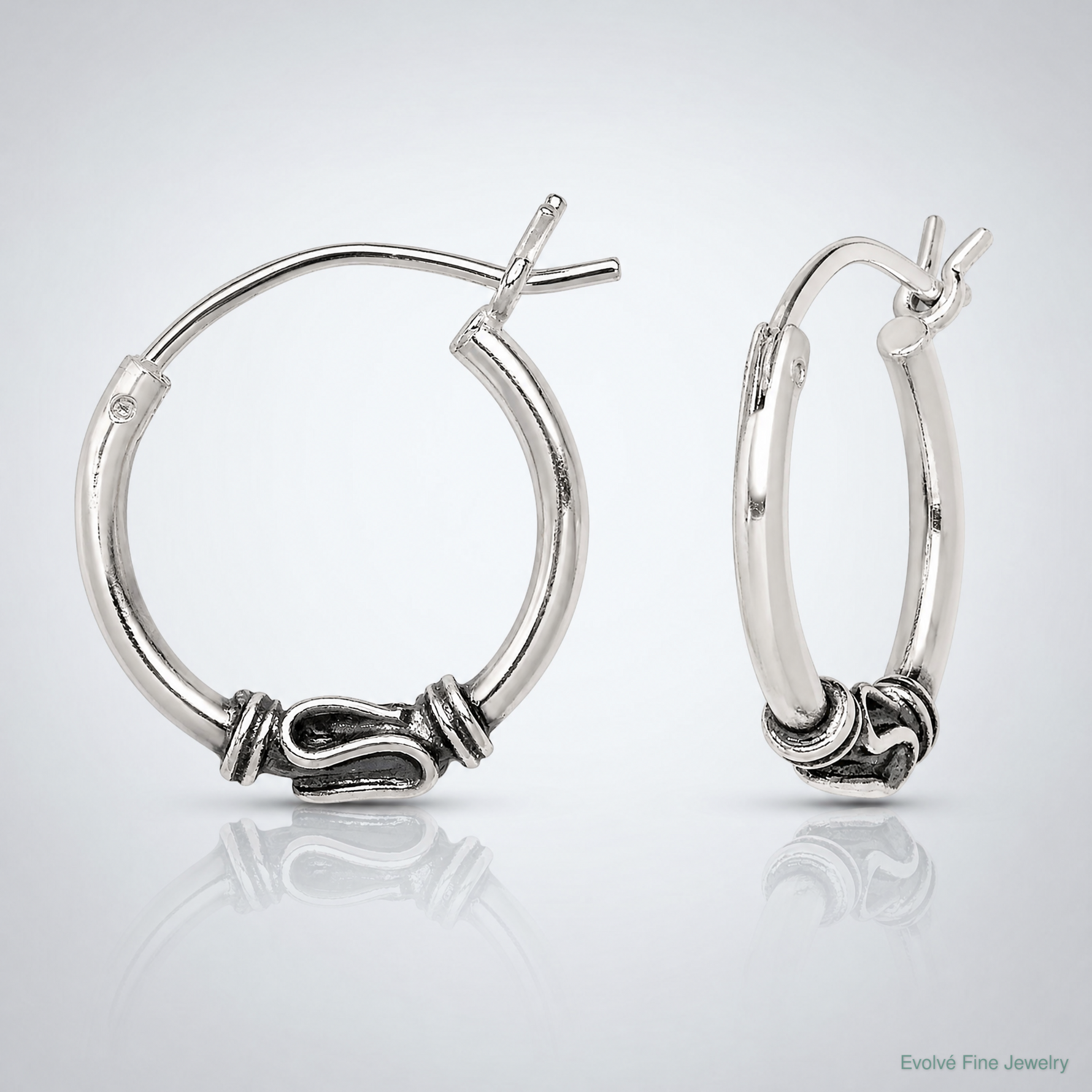 Sterling Silver Antiqued Hoop Earrings - Lifestyle View