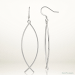 Sterling Silver Polished Ichthus Dangle Earrings - Lifestyle View