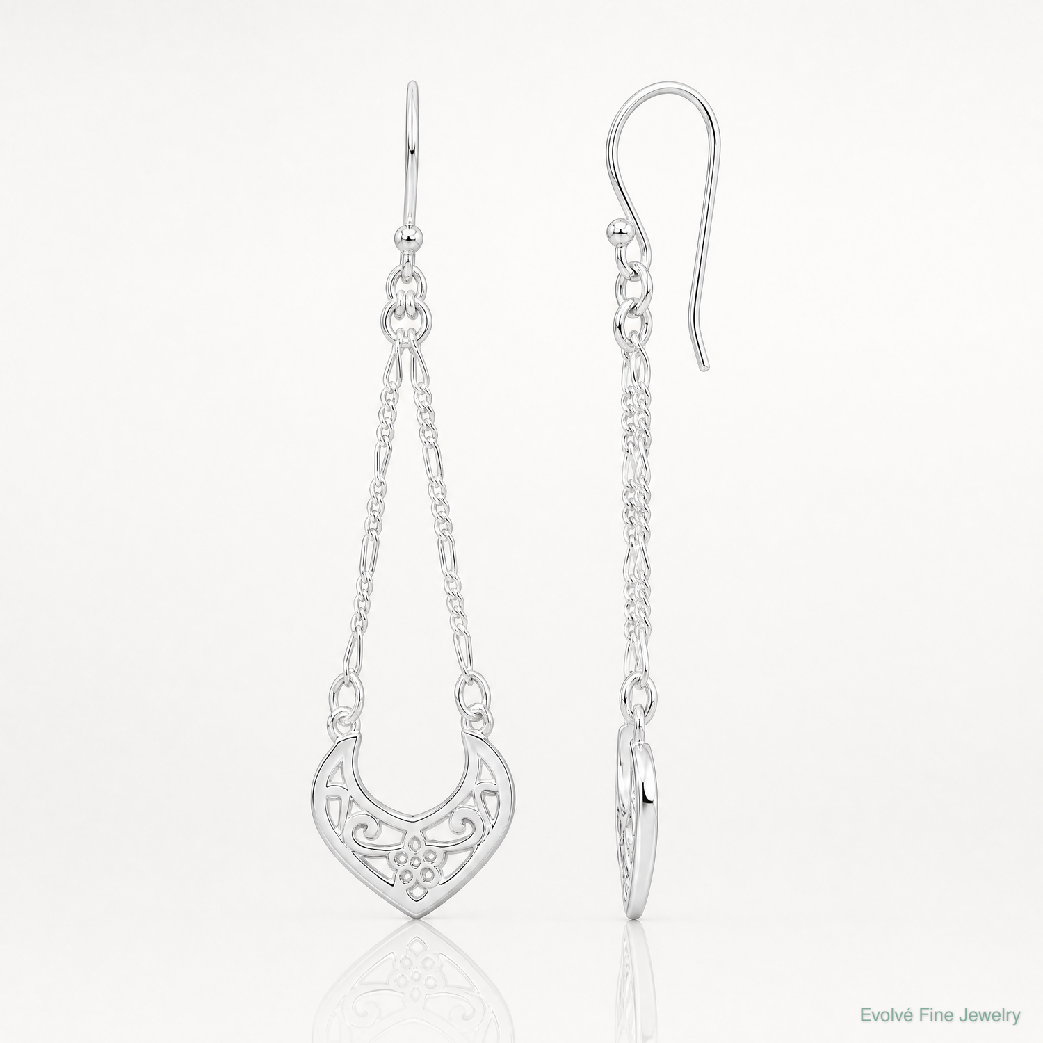 Sterling Silver Rhodium-plated Filigree Dangle Earrings - Lifestyle View