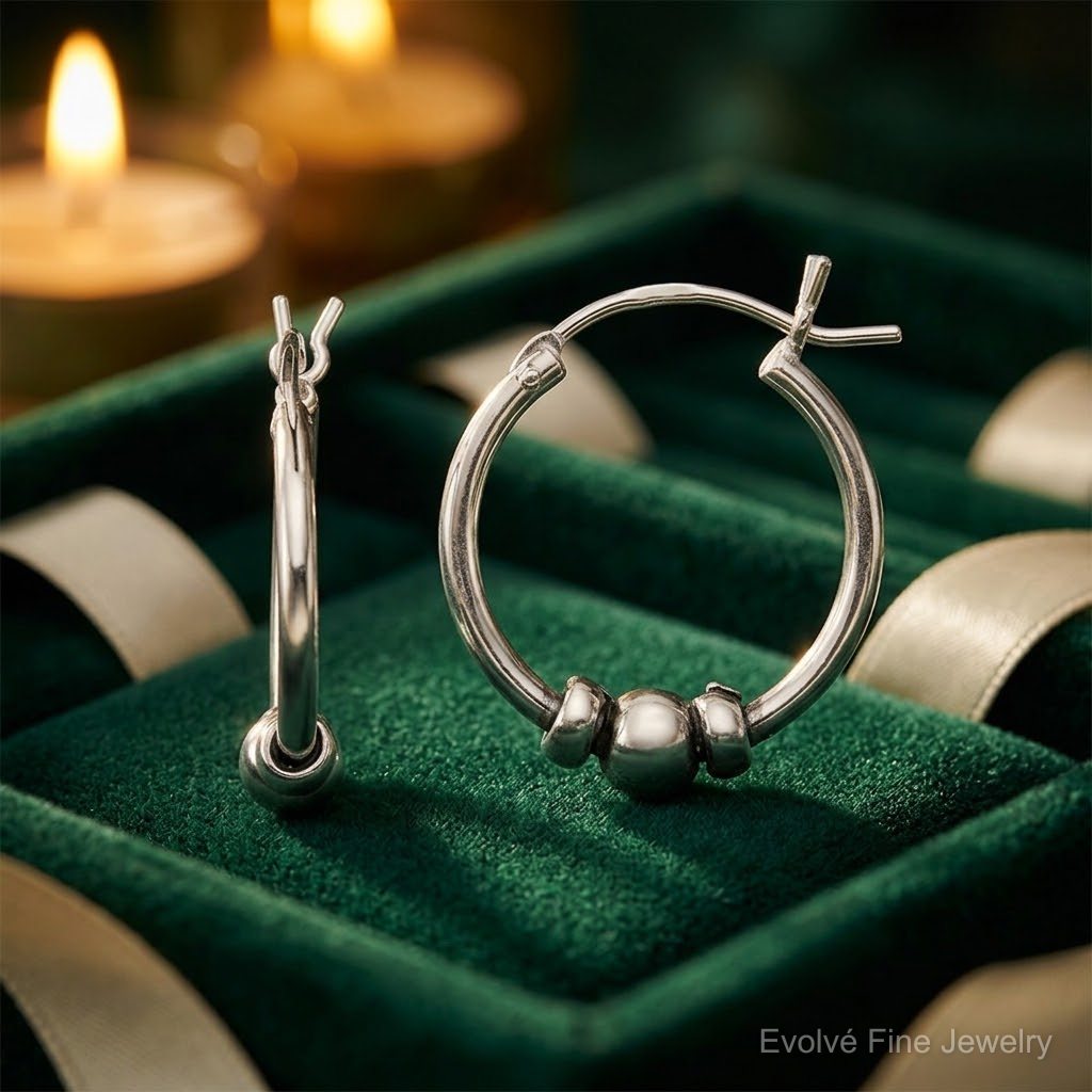 Sterling Silver Antiqued Hoop Earrings - Lifestyle View