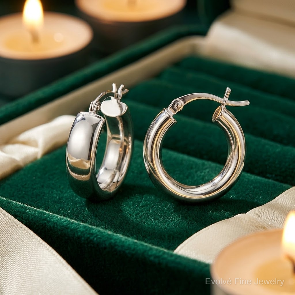 Sterling Silver Polished 6mm Round Hoop Earrings - Lifestyle View