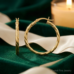Sterling Silver Gold Flash Plated Twisted 3x25mm Hoop Earrings - Lifestyle View