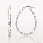 Sterling Silver Rhodium-plated 4mm Textured Hoop Earrings - Lifestyle View