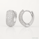 Sterling Silver Rhodium-plated CZ Hinged Hoop Earrings - Lifestyle View