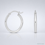 Sterling Silver Rhodium-plated 2mm Round Hoop Earrings - Lifestyle View