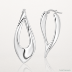 Sterling Silver RH-plated Polished Hollow Twisted Oval Hoop Earrings - Lifestyle View