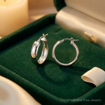 Sterling Silver Polished 6mm Round Hoop Earrings - Lifestyle View