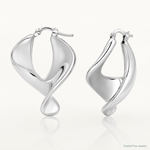 Sterling Silver Rhodium-plated Wide Twisted Hollow Hoop Earrings - Lifestyle View