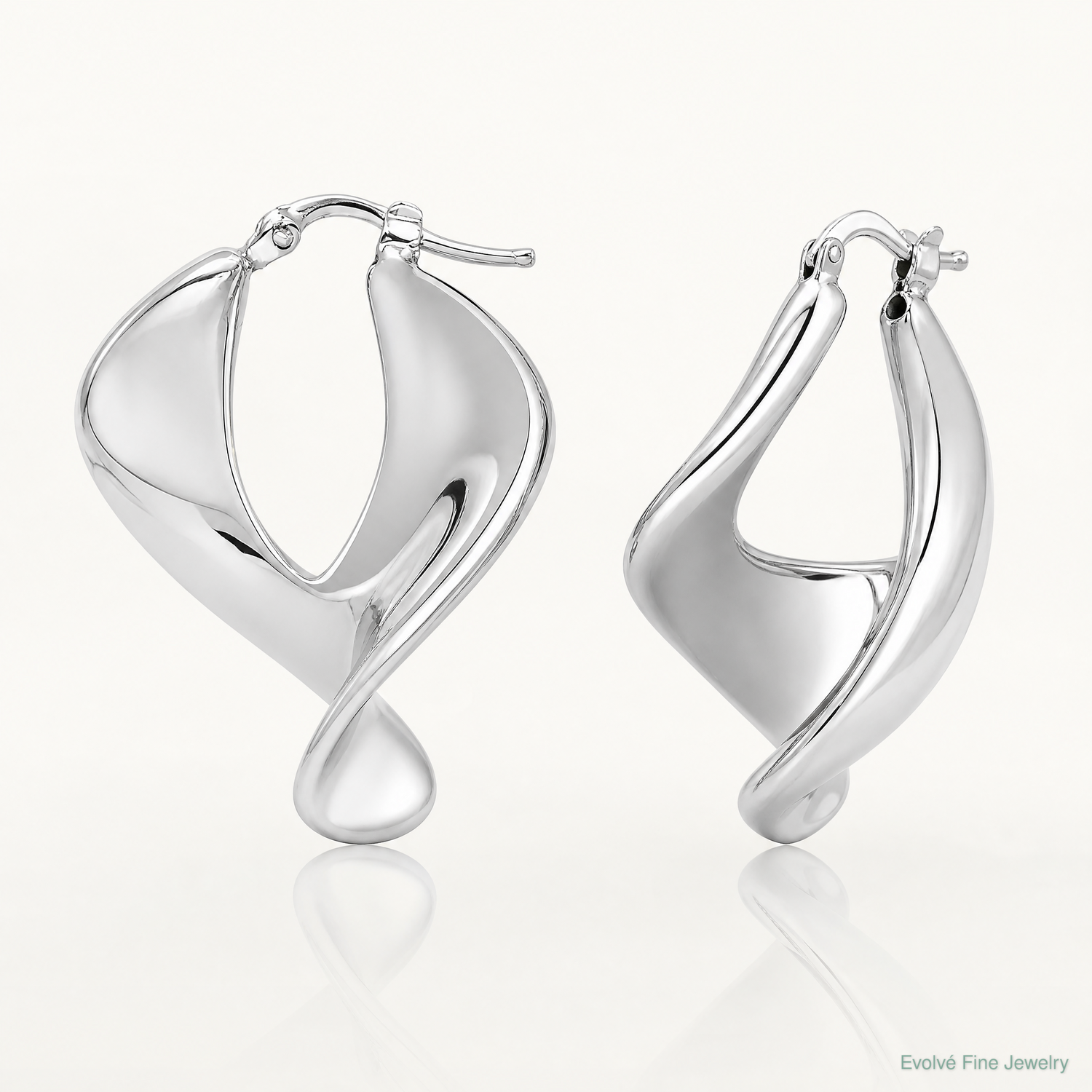 Sterling Silver Rhodium-plated Wide Twisted Hollow Hoop Earrings - Lifestyle View