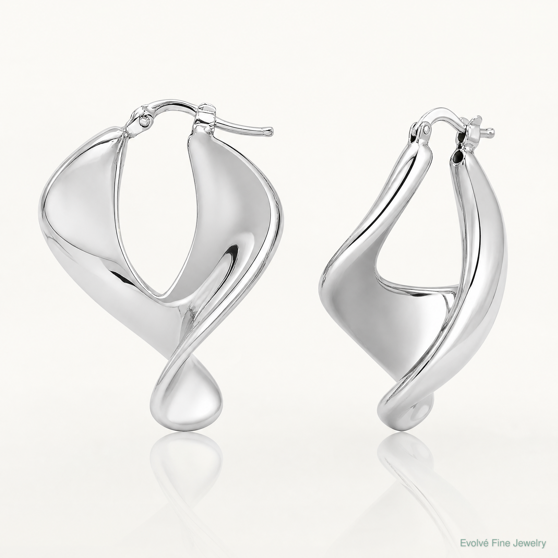Sterling Silver Rhodium-plated Wide Twisted Hollow Hoop Earrings - Lifestyle View