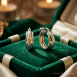 Sterling Silver Rhodium-plated Diamond-cut 5mm Round Hoop Earrings - Lifestyle View