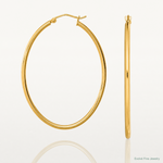 Sterling Silver Gold-plated Oval 2mm Hollow Hoop Earrings - Lifestyle View
