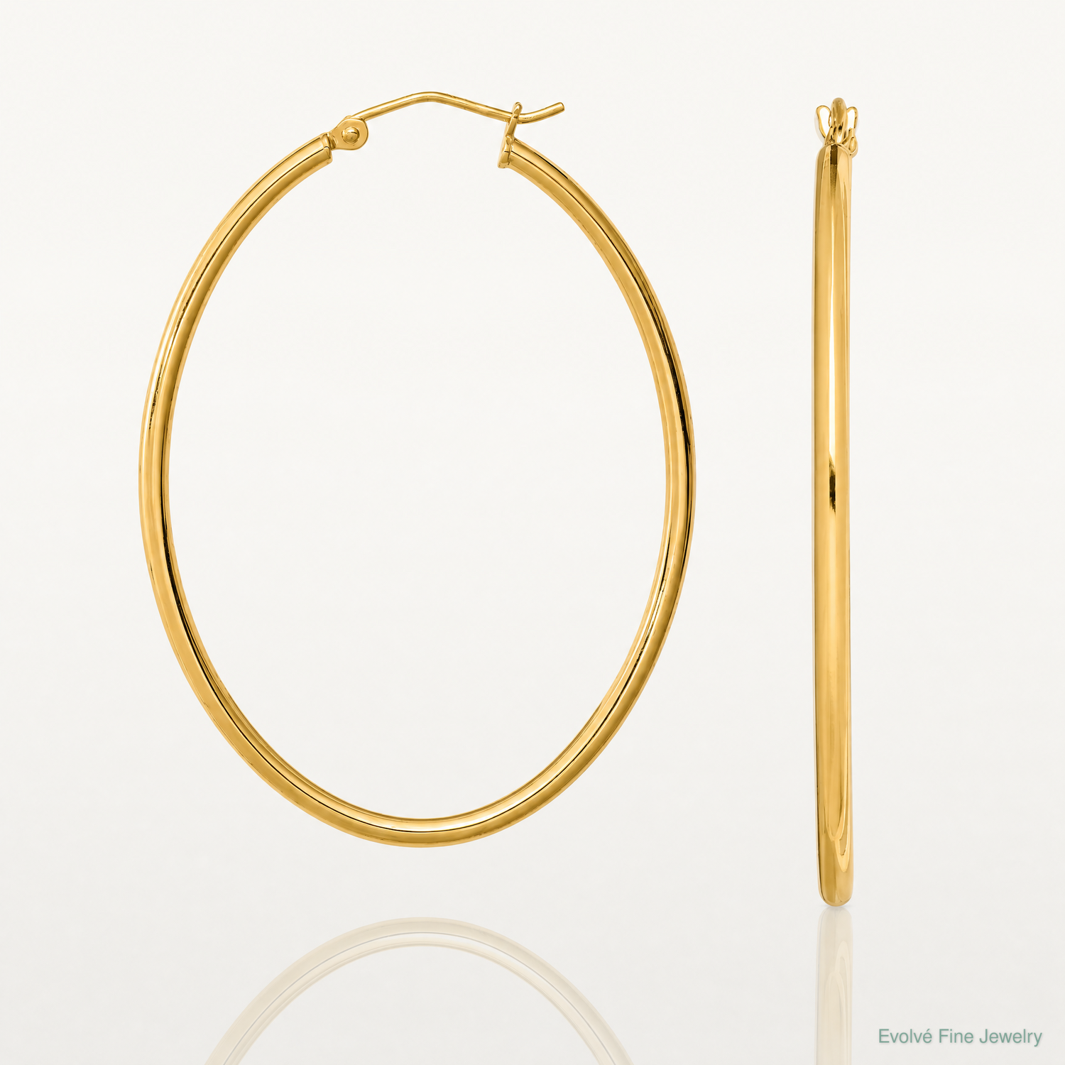 Sterling Silver Gold-plated Oval 2mm Hollow Hoop Earrings - Lifestyle View