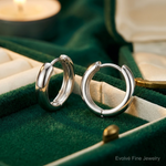 Sterling Silver Rhodium Polished Hinged Hoop Earrings - Lifestyle View