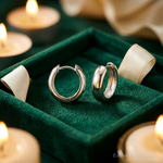 Sterling Silver Rhodium Polished Hinged Hoop Earrings - Lifestyle View