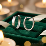 Sterling Silver Rhodium Polished Hinged Hoop Earrings - Lifestyle View