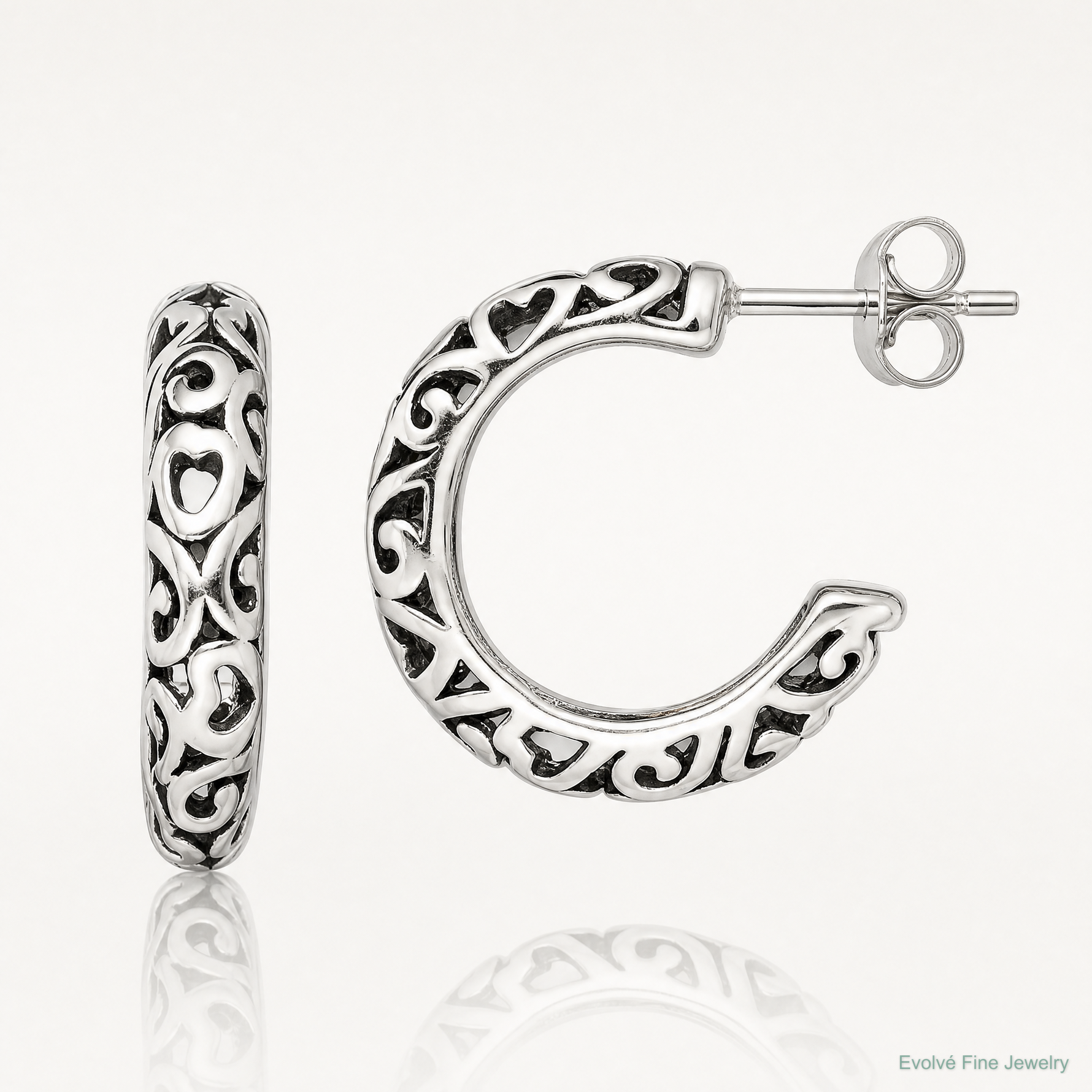 Sterling Silver Antique Post Hoop Earrings - Lifestyle View