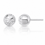 Sterling Silver Rhodium Plated 7mm Diamond Cut Post Earrings - Lifestyle View