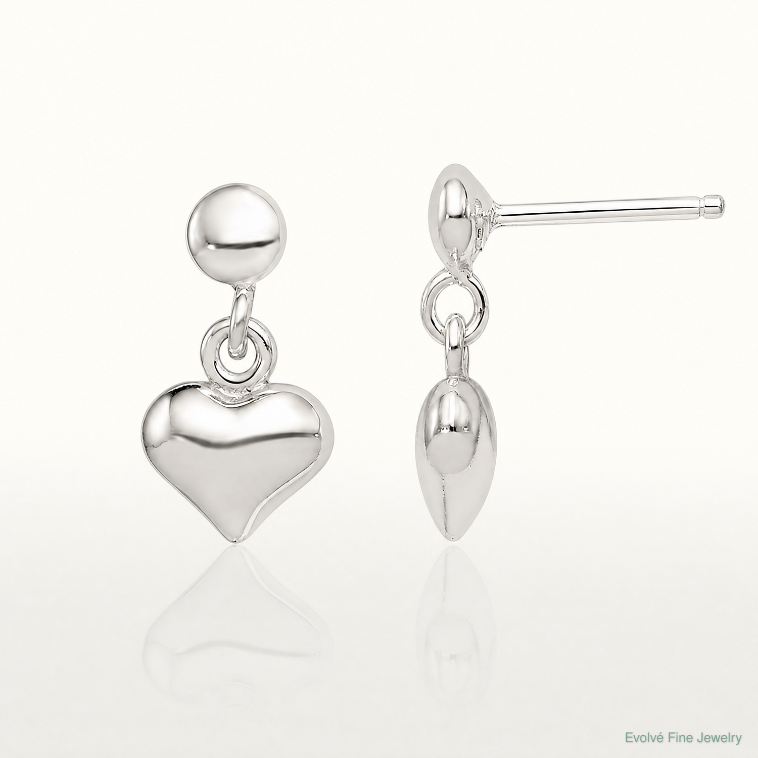 Sterling Silver Dangle Heart Post Earrings - Lifestyle View