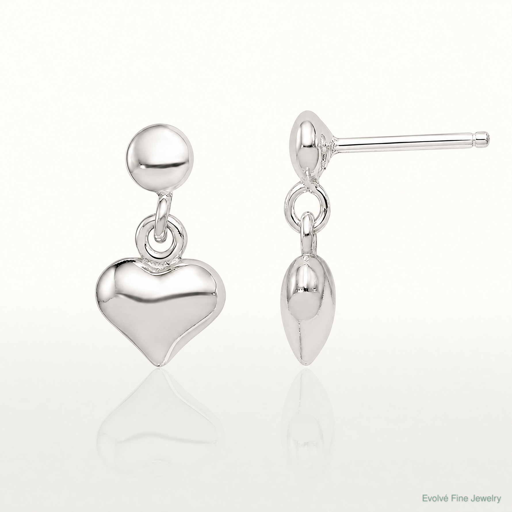 Sterling Silver Dangle Heart Post Earrings - Lifestyle View