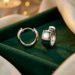 Sterling Silver Rhodium-plated Hinged Hoop Earrings - Lifestyle View