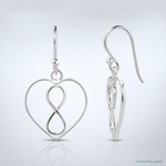 Sterling Silver Rhodium-plated Polished Infinity Open Heart Dangle Earrings - Lifestyle View