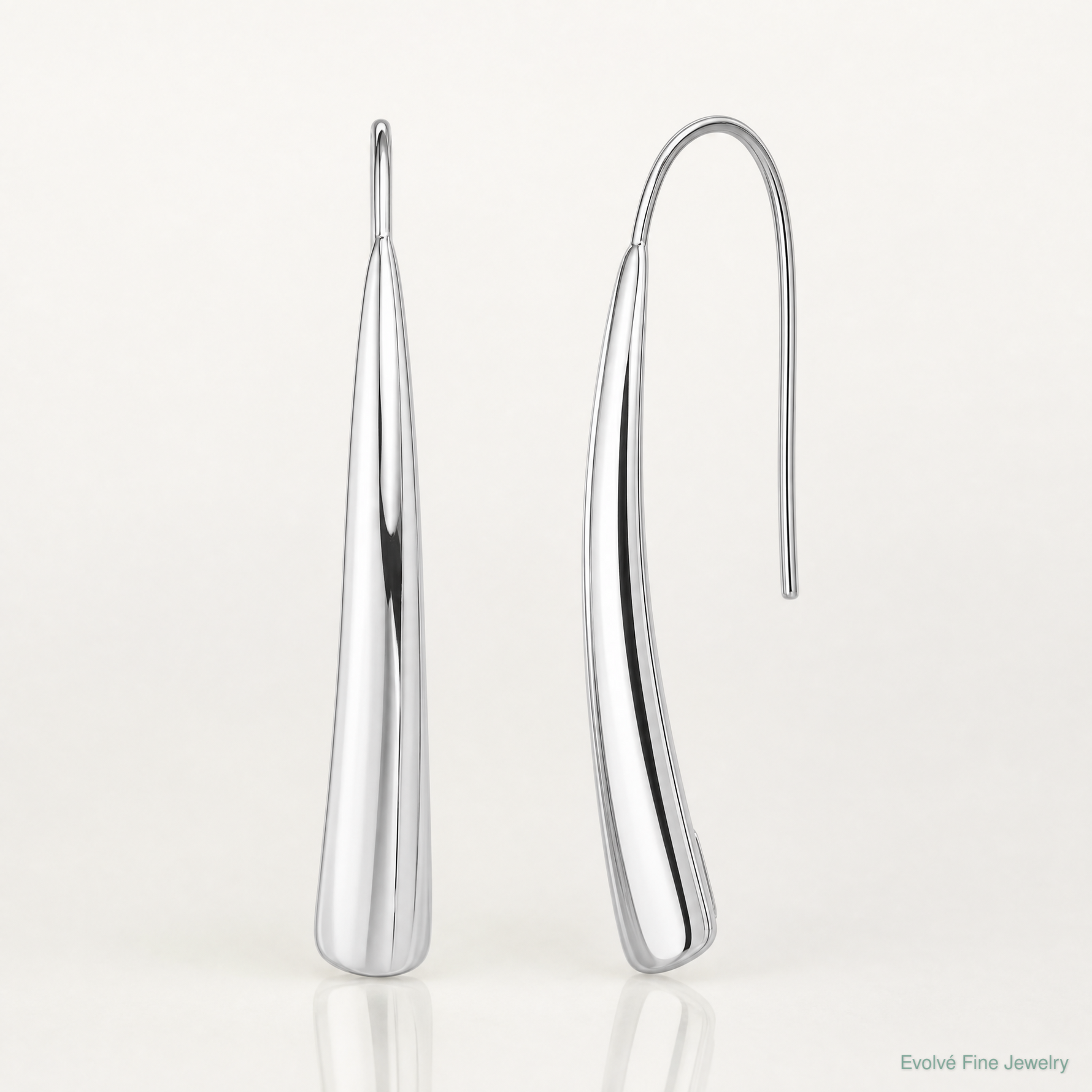 Sterling Silver Polished Rhodium Plated Fancy Bar Thread Earrings - Lifestyle View