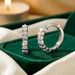 Sterling Silver Rhodium-plated CZ Hinged Earrings - Lifestyle View