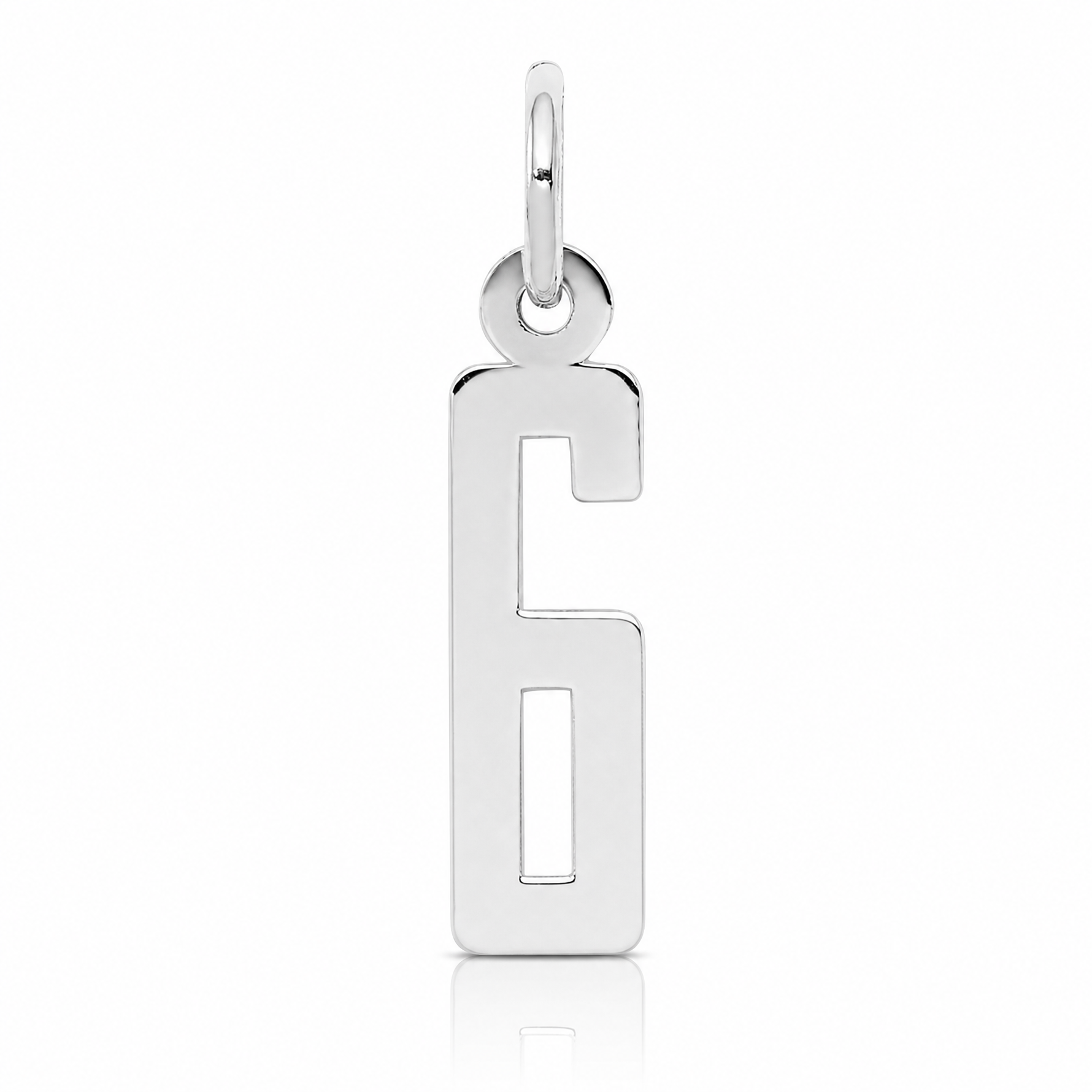 Sterling Silver/Rhodium-plated Elongated Polished Number 6 Charm - Lifestyle View