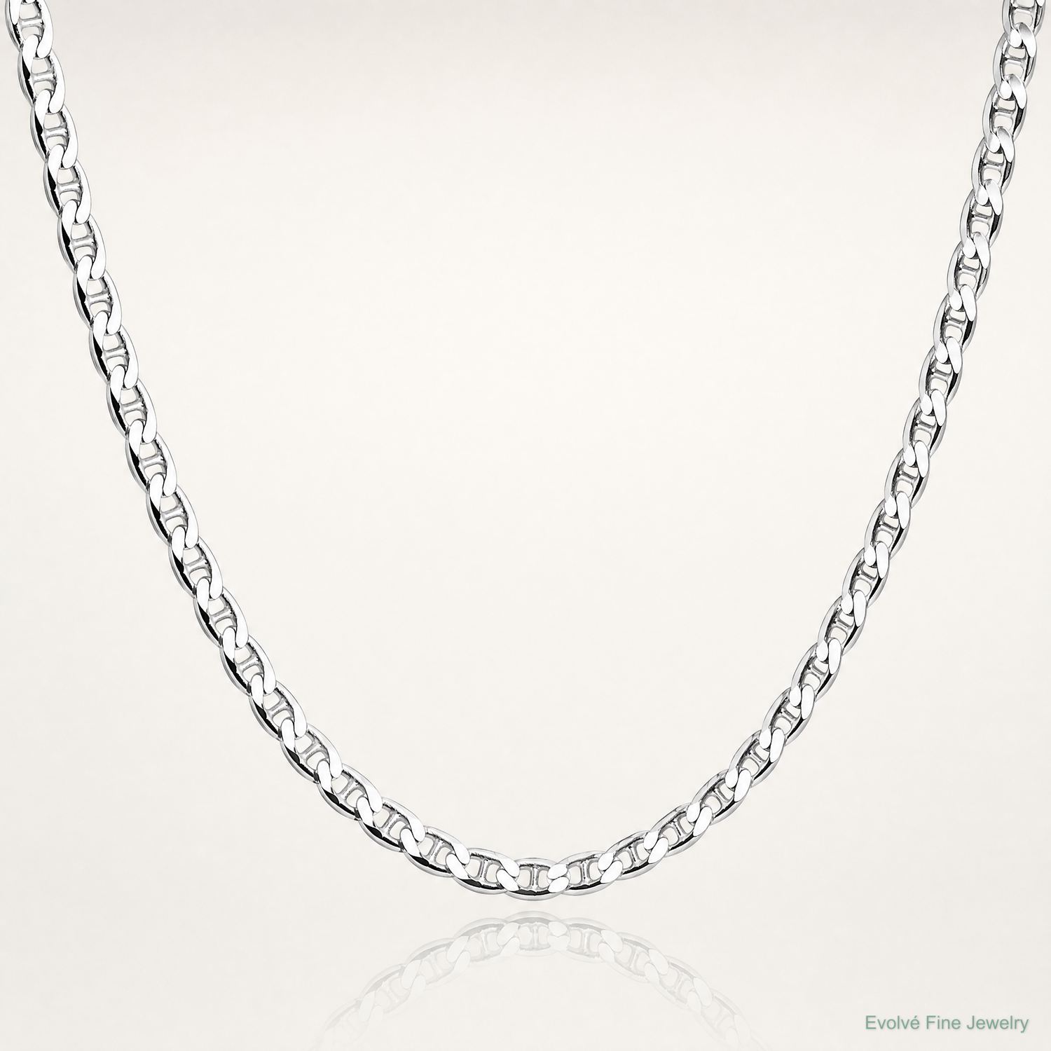 Sterling Silver Rhodium-plated 3.15mm D/C Flat Anchor Curb Chain - Lifestyle View