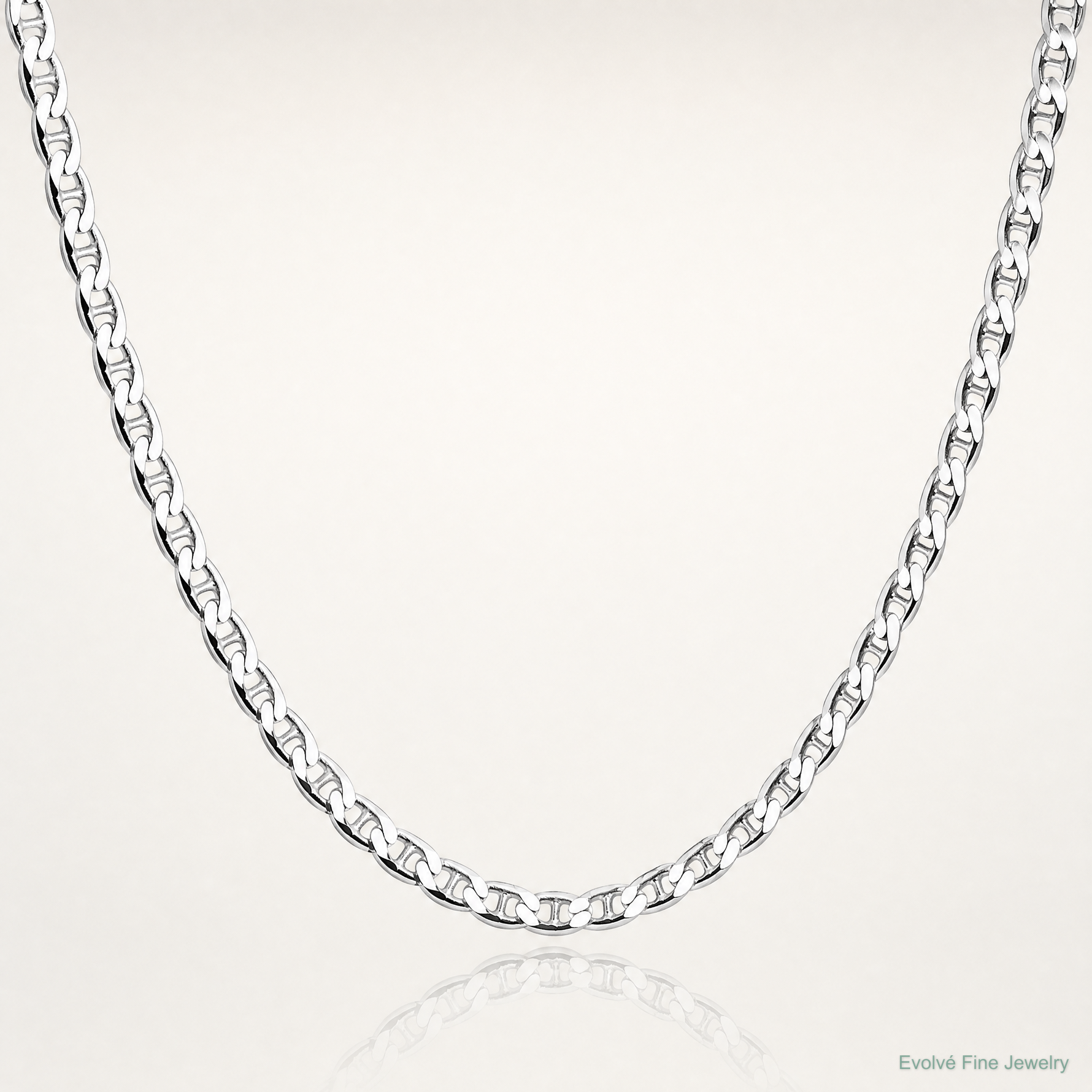 Sterling Silver Rhodium-plated 3.15mm D/C Flat Anchor Curb Chain - Lifestyle View