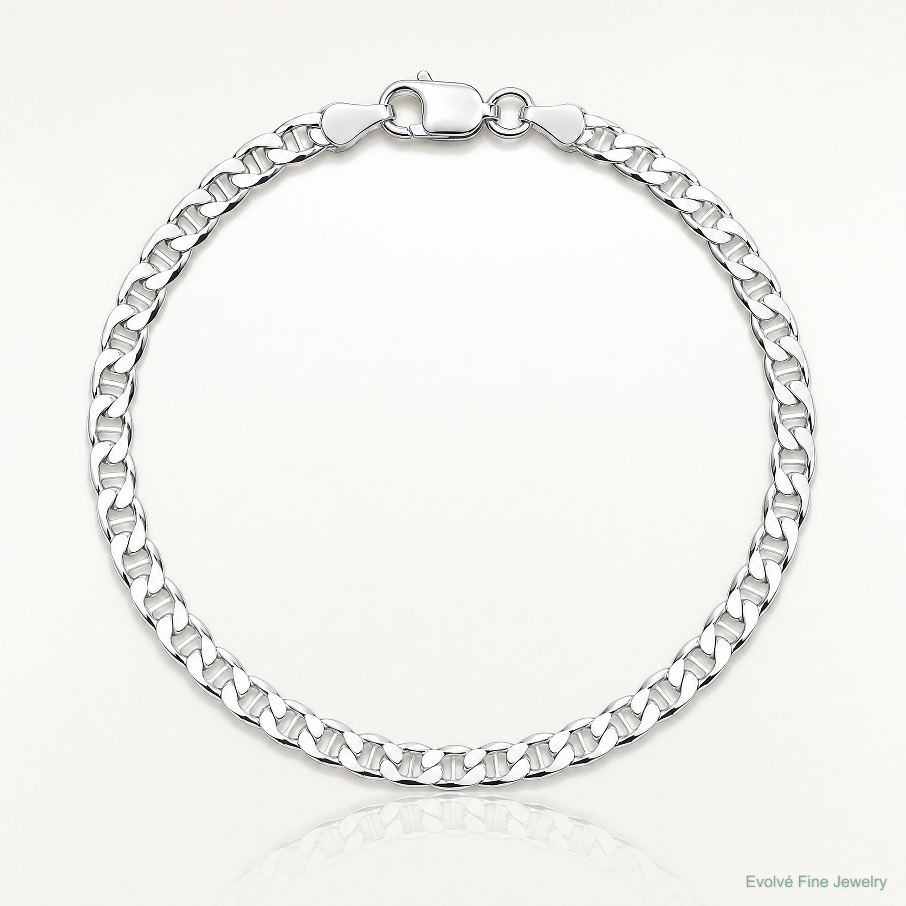 Sterling Silver Rhodium-plated 3.15mm D/C Flat Anchor Curb Chain - Lifestyle View