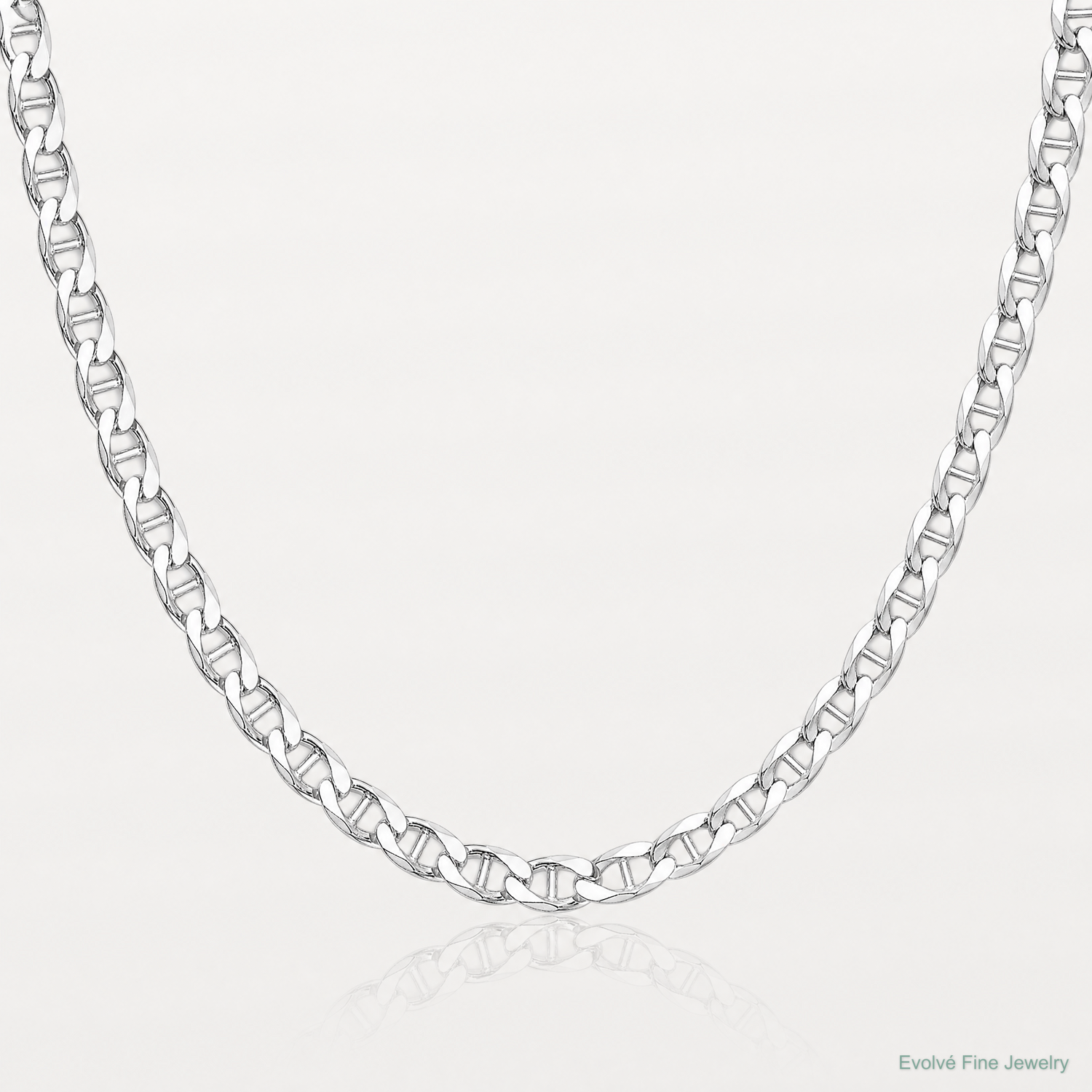 Sterling Silver Rhodium-plated 4.0mm D/C Flat Anchor Curb Chain - Lifestyle View