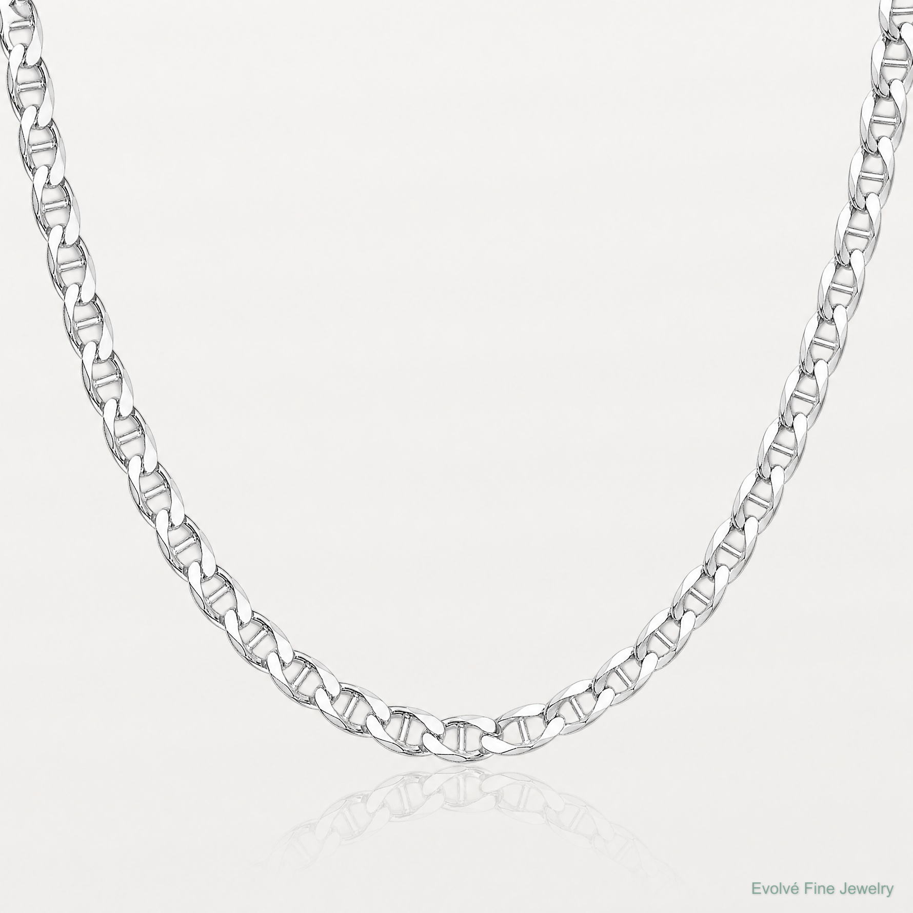 Sterling Silver Rhodium-plated 4.0mm D/C Flat Anchor Curb Chain - Lifestyle View