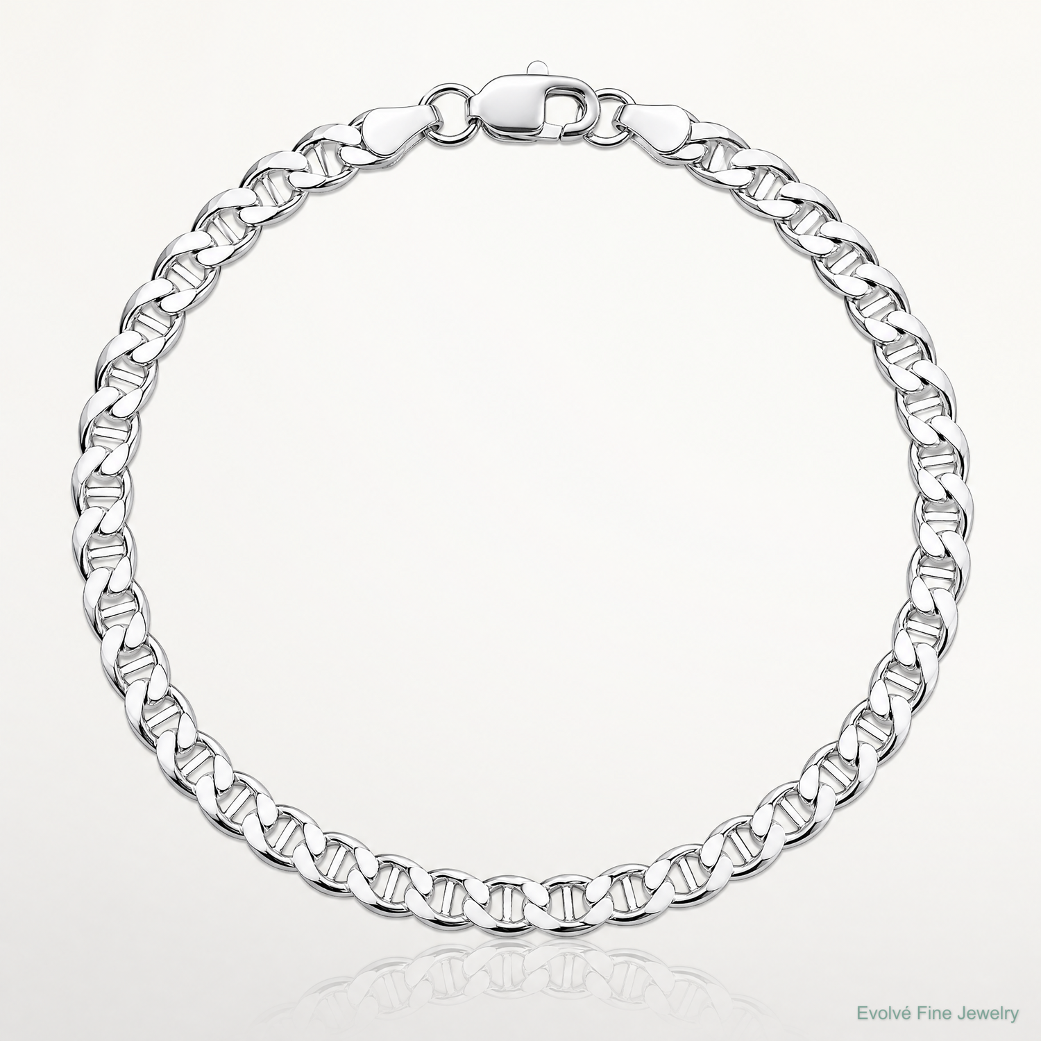 Sterling Silver Rhodium-plated 4.0mm D/C Flat Anchor Curb Chain - Lifestyle View