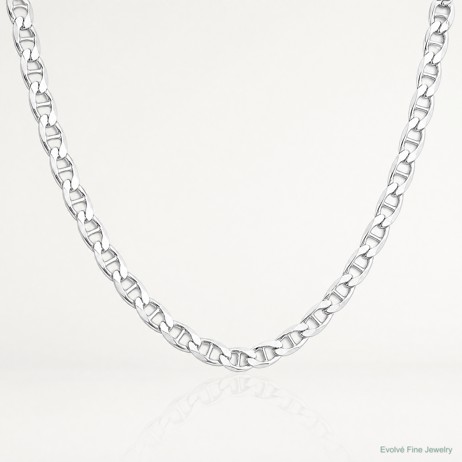 Sterling Silver Rhodium-plated 4.65mm D/C Flat Anchor Curb Chain - Lifestyle View