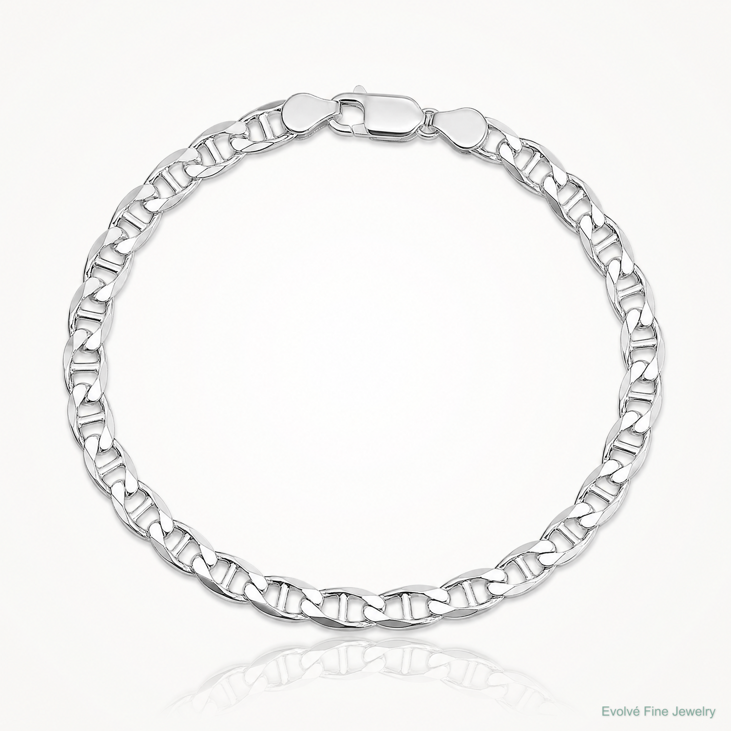 Sterling Silver Rhodium-plated 4.65mm D/C Flat Anchor Curb Chain - Lifestyle View